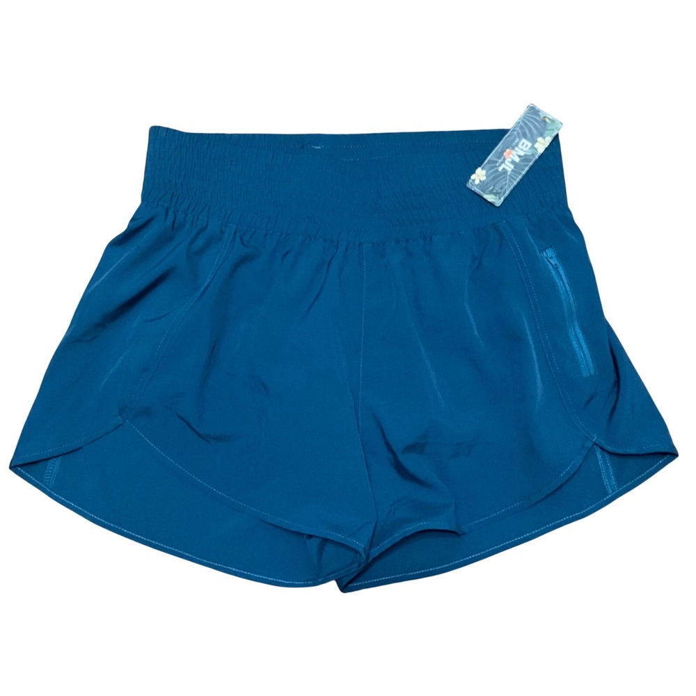 BMJL Womens Teal Blue Running Shorts Smocked Waist Pocket XL NWT
